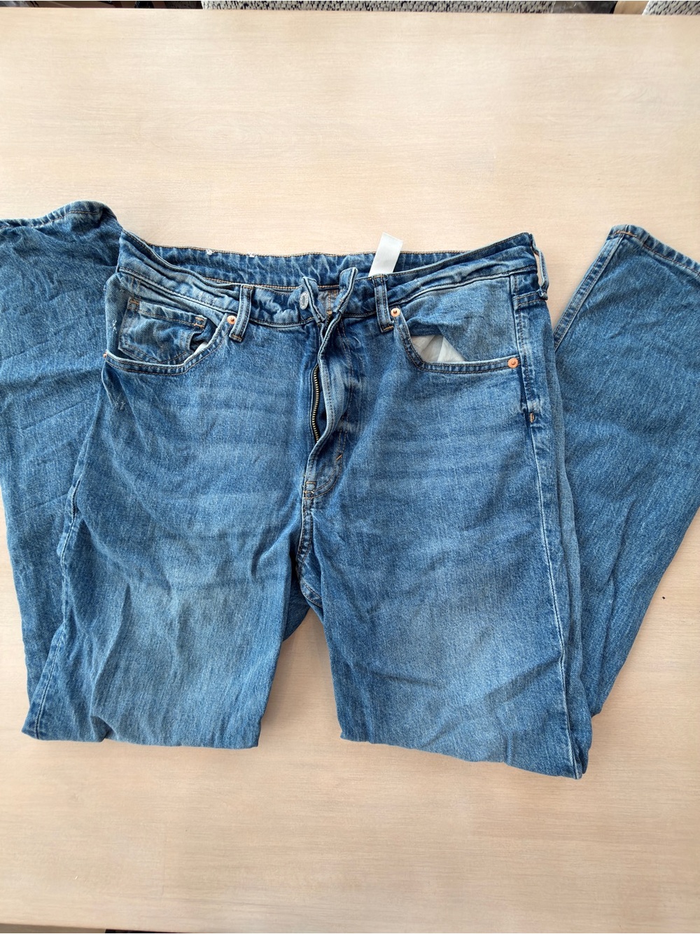 H&M Women's Slim Straight Blue Denim Jeans - Size 12